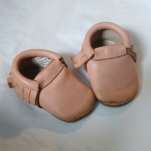 Soft Pink Leather Baby Moccasins